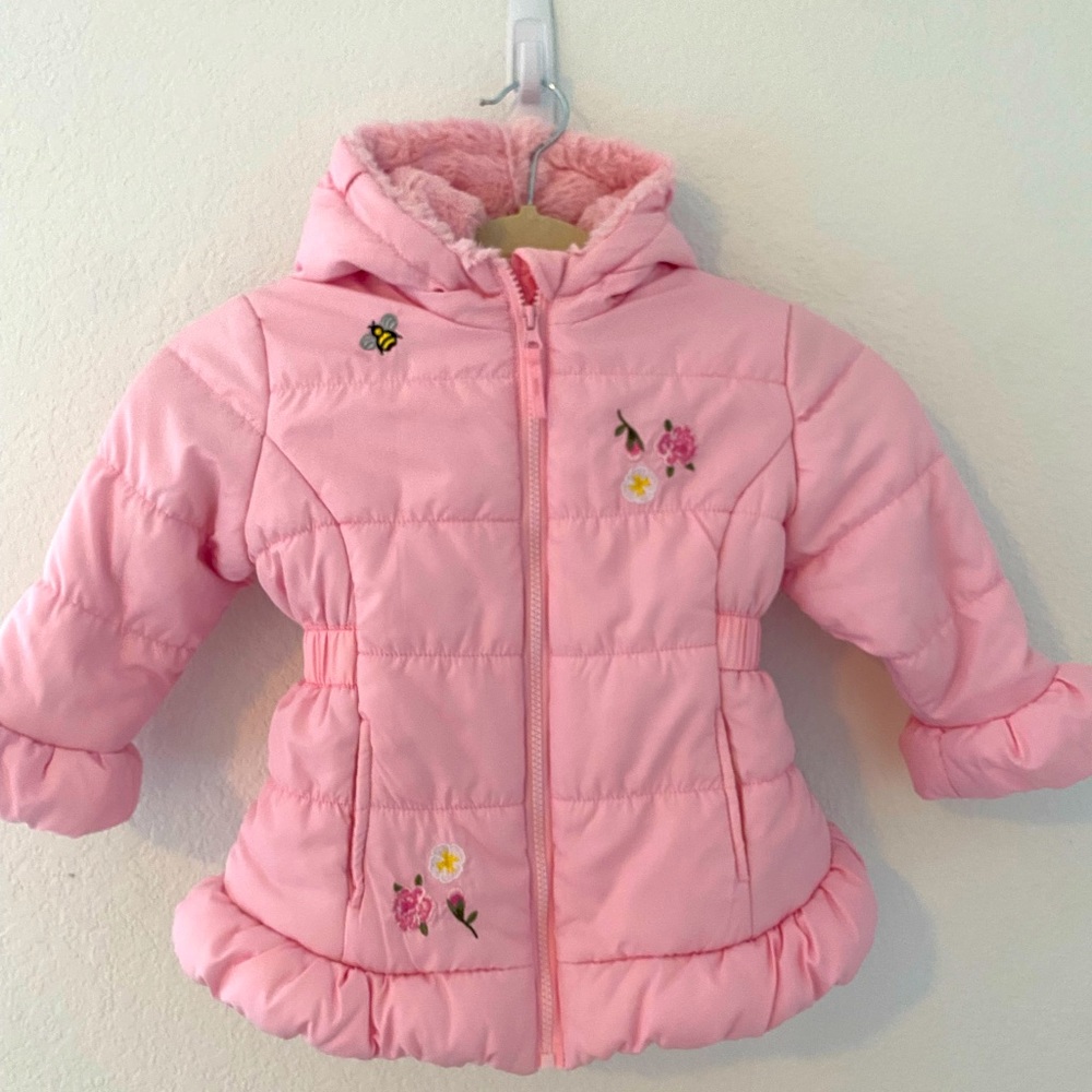 Rothschild Toddler Girl Pink Puffer hooded Jacket. Size:24mths Great Con…